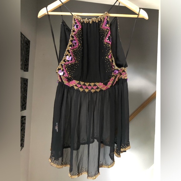 Vintage Y2K luxury designer Matthew Williamson beaded sheer black tank - Picture 3 of 17